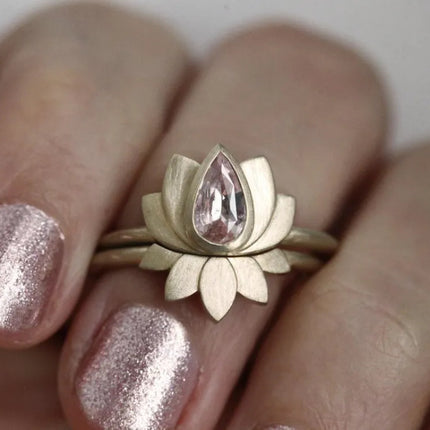 Retro Kreatiewe Ontwerp Nis Lotusblom Ring