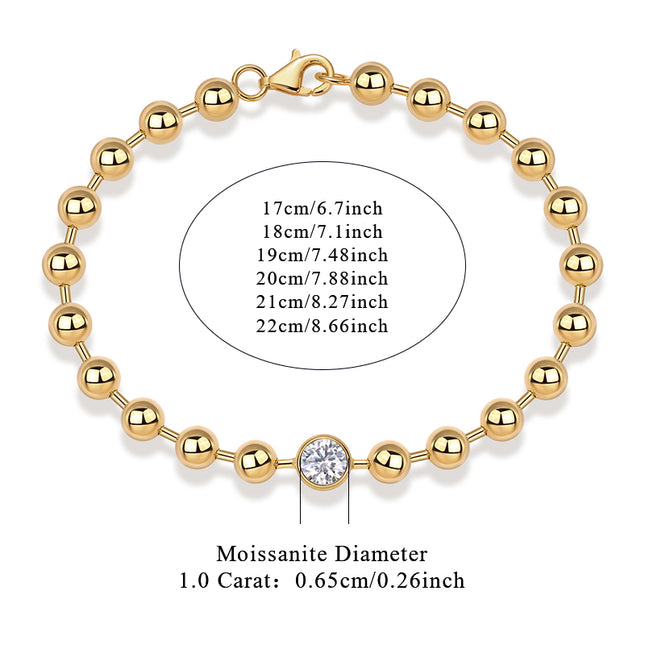 1-carat Luxury And Fashionable Light Luxury Trend Jewelry Silver Bracelet Set With Top-quality Moissanite, S925 Silver Electroplated With Gold