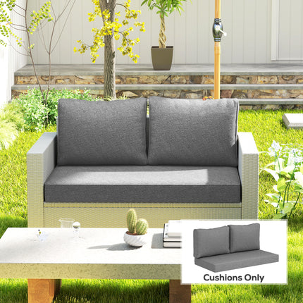 2-sitplek Patio Meubelkussings, 46x26x5 duim, Dik Buitelug Loveseat Kussingstel Met Verwyderbare Oortreksel, Vervaagbestande Vervangkussings Vir Buitelug Meubels, Rusbank, Swaaibank, Grys