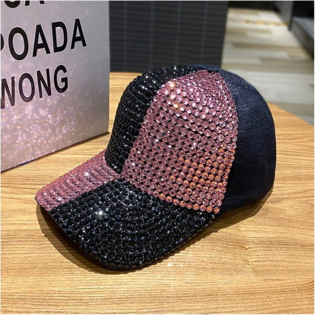 Korean Style Dual-color Patchwork Diamond Cap Shiny