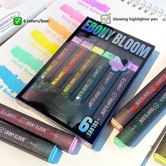 Student-use Minimalist Glossy Highlighter Set 6 Colors