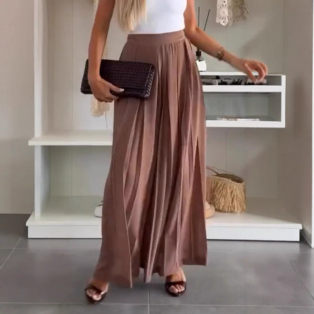 Women's Solid Color Casual Loose Pleated Skirt