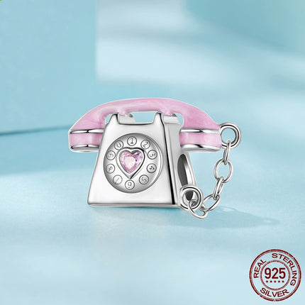 S925 Sterling Silver Vintage Phone Diy Beaded