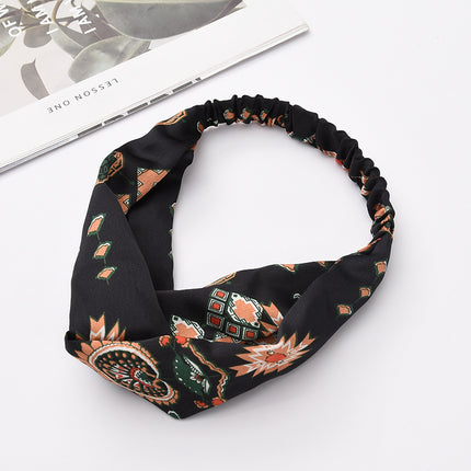 Fabric cross-knotted bow chiffon floral headband