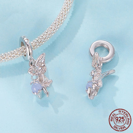 S925 Sterling Silver Luminous Angel Pendant Diy Beaded
