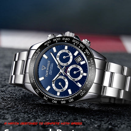 Three-eye Round Multi-functional Sports Waterproof Automatic Quartz Watch