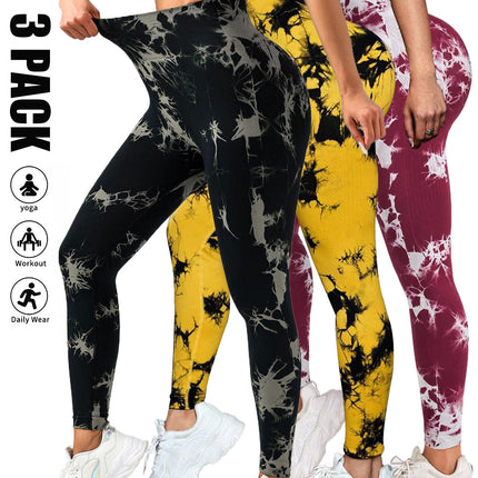 3 Pack Tie Dye Workout Seamless Leggings For Women High Waist Gym Leggings Yoga Pants, Seamless Leggings For Women High Waist Yoga Pants