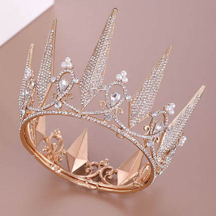 Die Hele Sirkel Vol Diamante Kristal Groot Kroon Trou Hoofbedekking