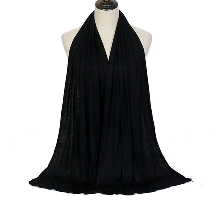 Pure Color Mercerized Cotton Headscarf Warm Shawl