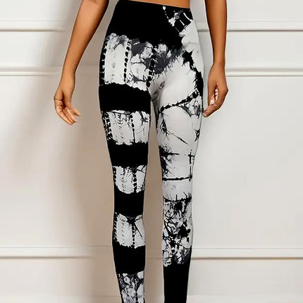 Tie-dye High Waist Tummy Control Butt Lifting Moisture Wicking Quick Drying Seamless Tie Dye Yoga Pants, Running Sports Tight Pants, Women's Activewear