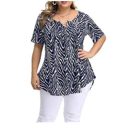 Summer Women's Boho V Neck Slim Print Short Sleeves