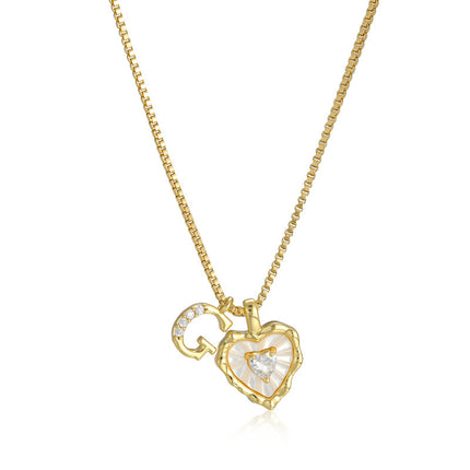 Diamond-encrusted Heart-and-letter Necklace Fashionable