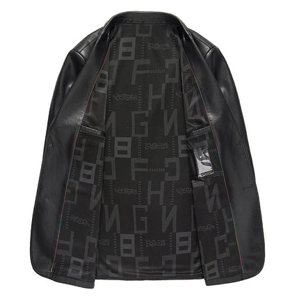 Spring Business Casual Men's Leather Coat