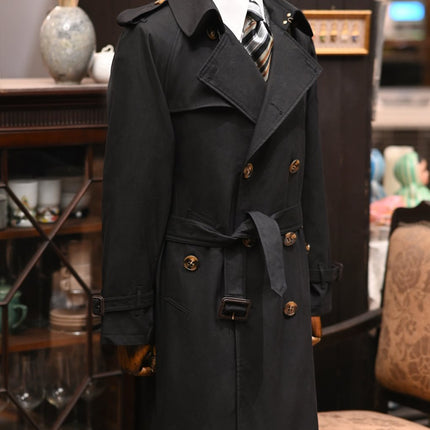 Double Breasted Business Coat British Casual Raglan Sleeve Overcoat