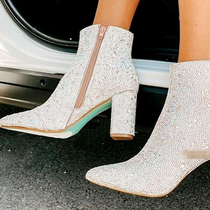 Rhinestone Puntneus Modieuse Enkelstewels