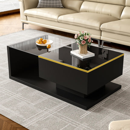 90 cm Lang Koffietafel, Hoogglans Wit. Kanttafels, Koffietafels Met Glas En LED-Effek