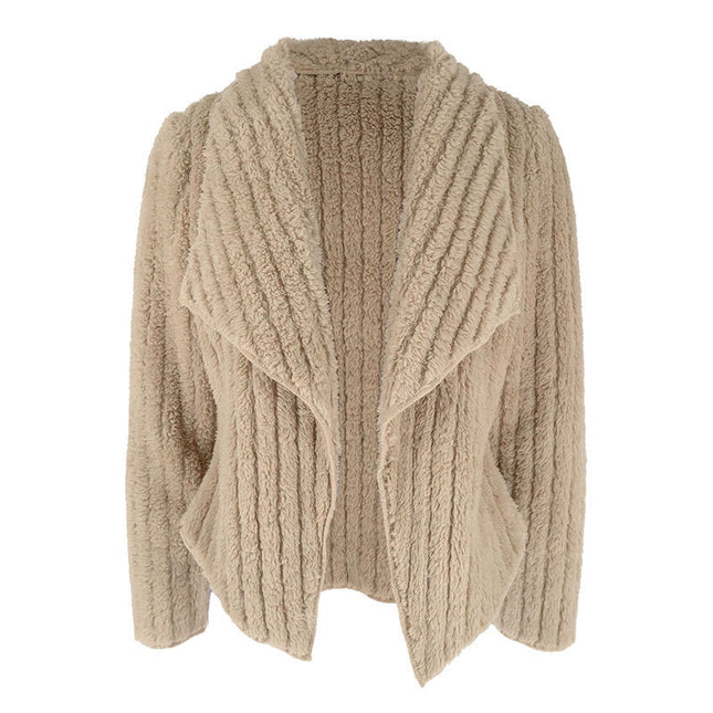 Autumn And Winter Velvet Cardigan Lapel Short Coat