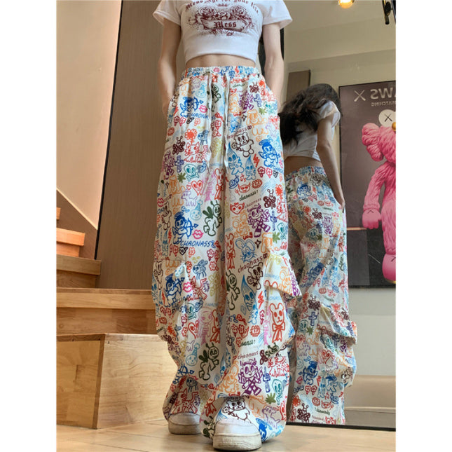 Women's Colorful Graffiti Printing Overalls