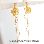 Resin Ear Clip Yellow Flower