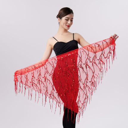 Belly Dance Sequins Tassel Triangle Waist Scarf