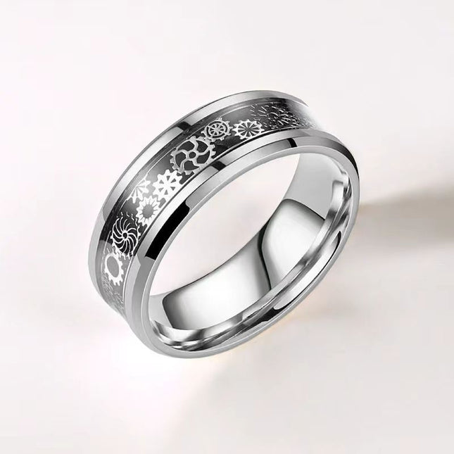 Mans Wye Titaanstaal Gewone Ring