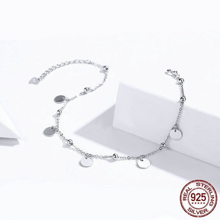 Ronde S925 Sterling Silwer Modieuse Witgoud-oortrekte Silwer Enkelband