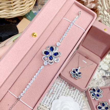 18K Plated Multi Faceted Translucent Colored Treasure Zircon Flower Earrings