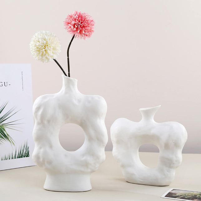 Ins Plain Ceramic Vase Decoration Special Shaped Living Room Home