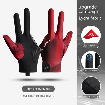 New Indoor Billiard Gloves Non-slip Wear-resistant Breathable Three-finger Gloves Single Pack