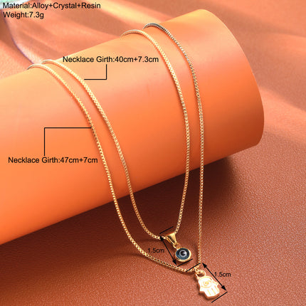 Retro Affordable Luxury Sets Of Simple Devil Eye Palm Necklace Suit