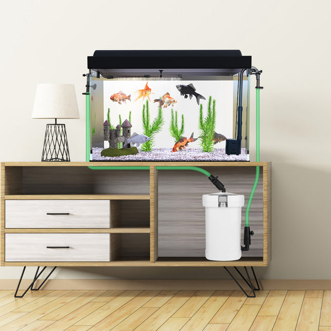 1 Stück 3-Stufen Außenfilter für Aquarien mit 600 l/h Durchflussrate, 90 cm maximale Förderhöhe, 6 W, einfache Installation, leise