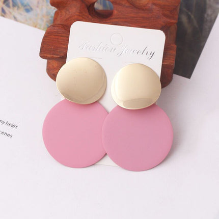New Fashion High Sense Creative Asymmetric Size Round Metal Earrings
