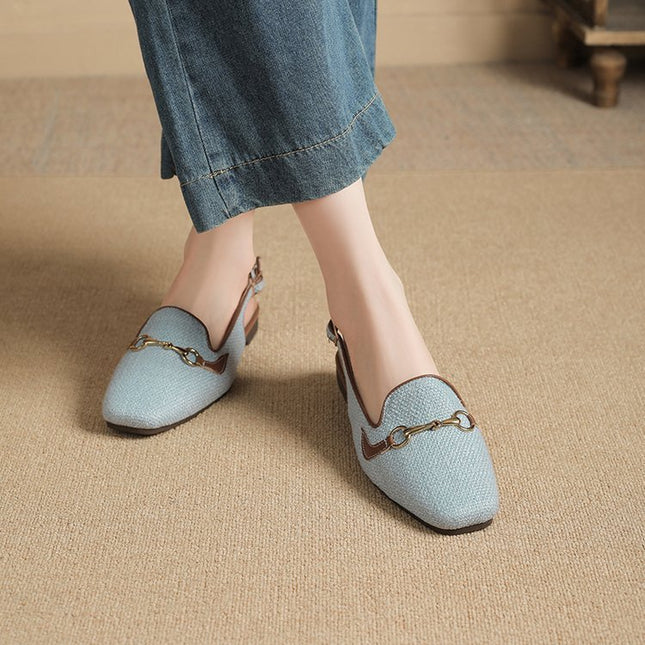 Women's Korean-style Fashion Closed Toe Casual Metal Chain Sandals