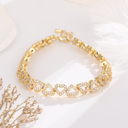 Meisies Hoëgraadse Diamant Armband Met Volle Diamant Hart