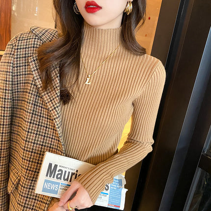 Half Turtleneck Knitted Sweater Women's Bottoming Shirt Women's Autumn And Winter