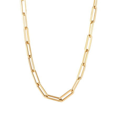 18k Gold Stainless Steel Paper Clip Clavicle Necklace Female 0 Word Chain All-match