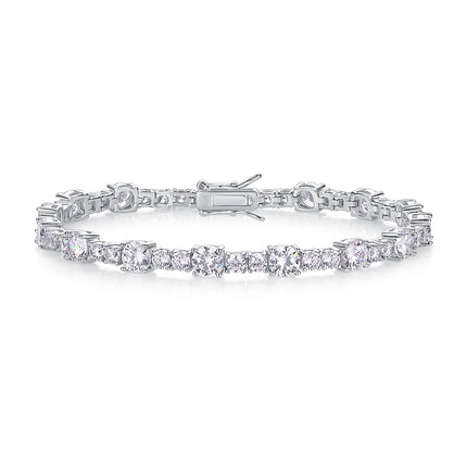 Set With Top-quality Moissanite, This Luxurious And Fashionable Light Luxury Trend Jewelry Silver Bracelet Is Made Of S925 Silver Electroplated With Platinum
