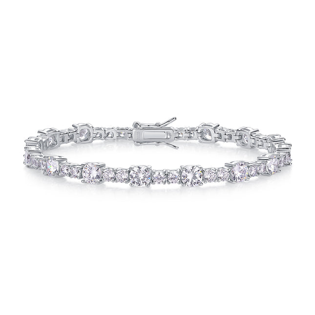 Gestel met topgehalte-moissaniet, is hierdie luukse en modieuse ligte luukse-tendens juweliersware silwerarmband gemaak van S925-silwer ge-elektroniseer met platinum