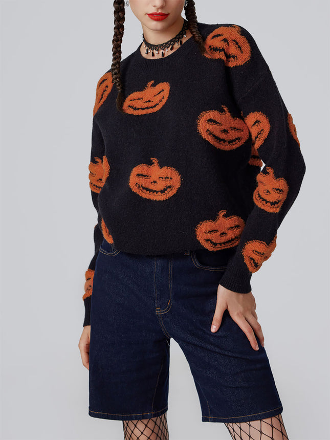 Women's Fashion Round Neck Pullover Halloween Sweater