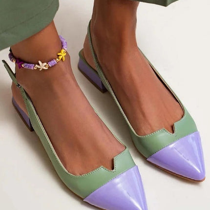 Spring 2024 Summer New Women's Shoes Pointed Flat Bottom Pumps Color Matching Low Heel Shoes