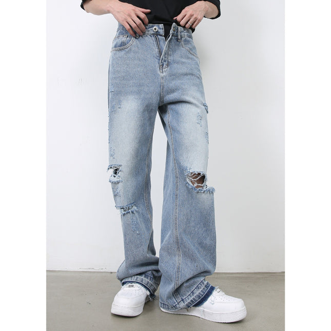 American Retro High Street Fashion Brand Ripped Jeans For Men