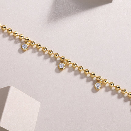 Set With Top-quality Moissanite, This Luxurious And Fashionable Light Luxury Trend Jewelry Silver Bracelet Is S925 Silver-plated With Gold