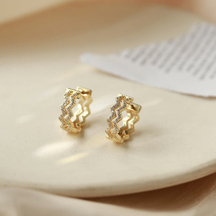 Women's Korean-style Diamond-embedded Gold-plated Ins Internet-famous Versatile Earrings