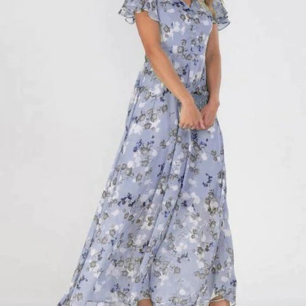 Flowers Print Short Sleeve Dress Summer Fashion Ruffle Beach Dresses Women's Clothing