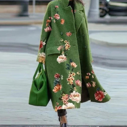 Women's Printed Dragon And Phoenix Woolen Coat