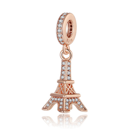 Copper-Plated Silver Dating Travel Camera Tower DIY Pendant