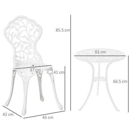 3 Stuks Aluminium Bistrostel Tuinmeubels Eettafel Stoele Antieke Buitenshuise Sitplek Patio Sitter Wit