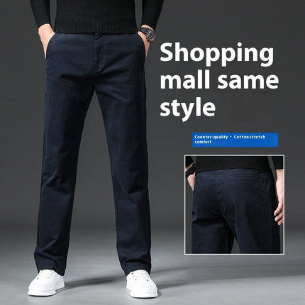 Fall Slim Fit Pencil Pants Thick Twill Cotton Casual Pants