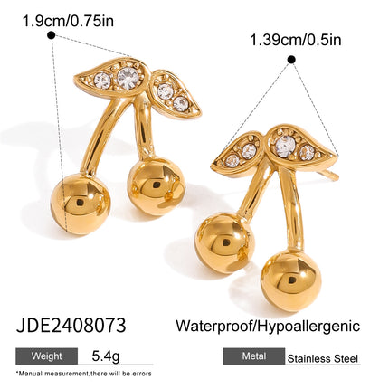 Vlekvrye Staal Kersie Halsnoer Oulike Oorbelle Ornament Vroue