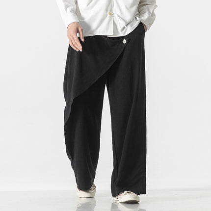 Cotton And Linen Casual Trousers Retro Plus Size Fashion Linen Men's Wide Leg Pants
